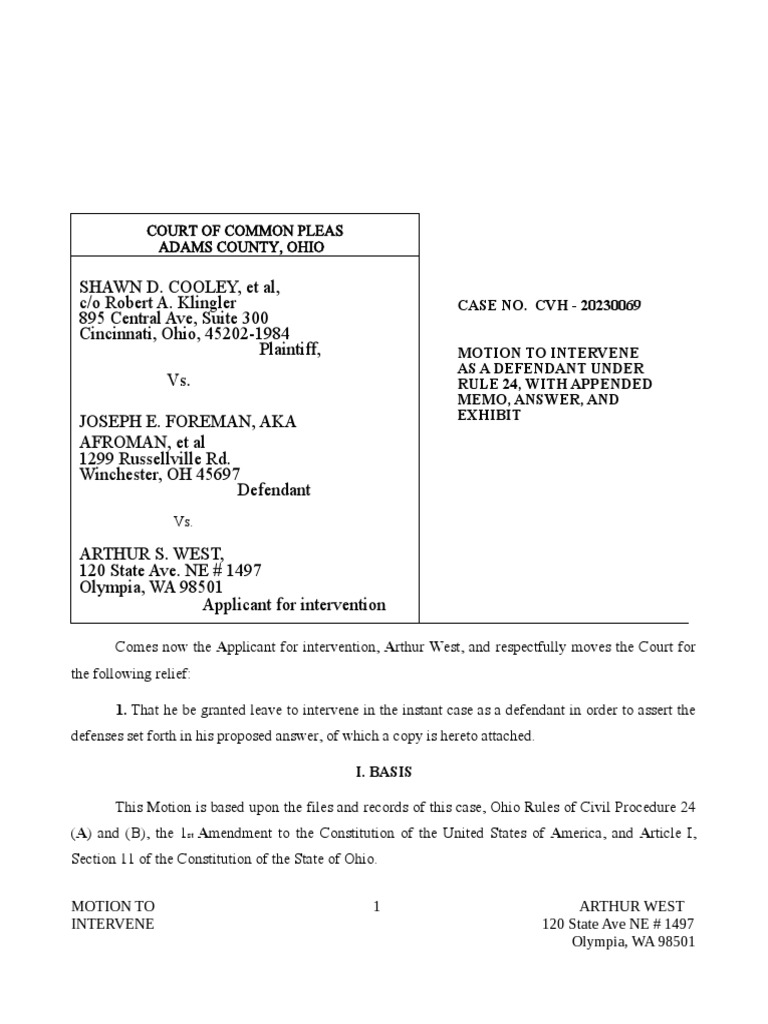 Afroman Case: Motion to Intervene | PDF | Prior Restraint | First ...