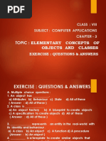 Class 8 - Computer - Chapter 3 - Questions & Answers (Elementary Concepts of Objects and Classes) (3) 1