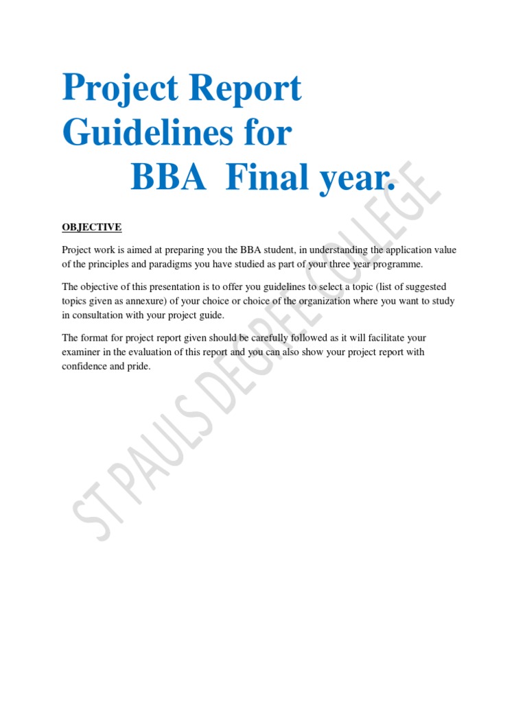 project-report-guidelines-for-bba-final-year-pdf-pdf-investing-budget