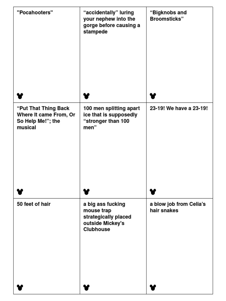Cards Against Disney 11 (White Cards) | PDF for Cards Against Humanity Free Printable
