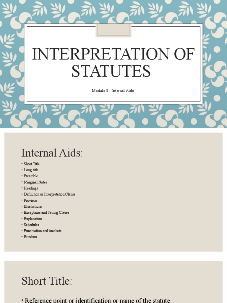 Interpretation of statutes internal aids pdf justice crime