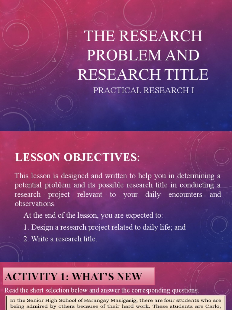 The Research Problem and The Research Title | PDF | Experience ...