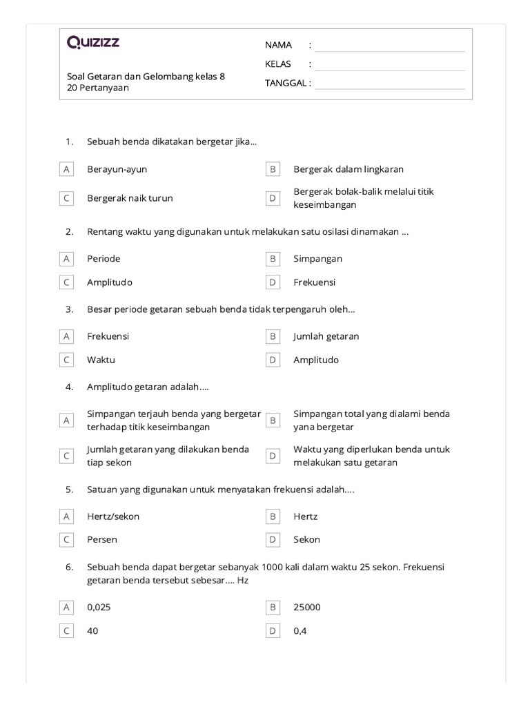 Soal Getaran Dan Gelombang Kelas 8 Pdf Pdf