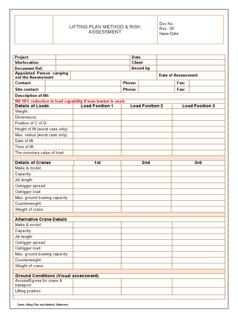 Crane Lifting Plan and Method Statement PDF Crane (Machine) Risk