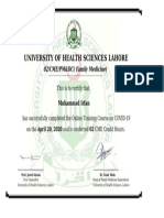 Online Training Course Certificate On COVID-19 by UHS