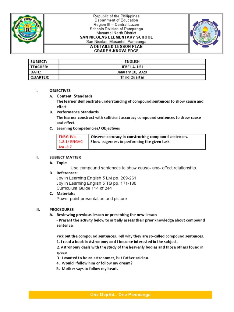 Cot English Quarter 3 PDF Sentence (Linguistics)