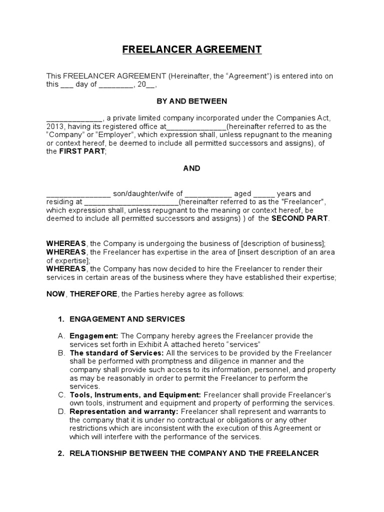 Freelancer Agreement Template PDF Trade Secret Legal Remedy