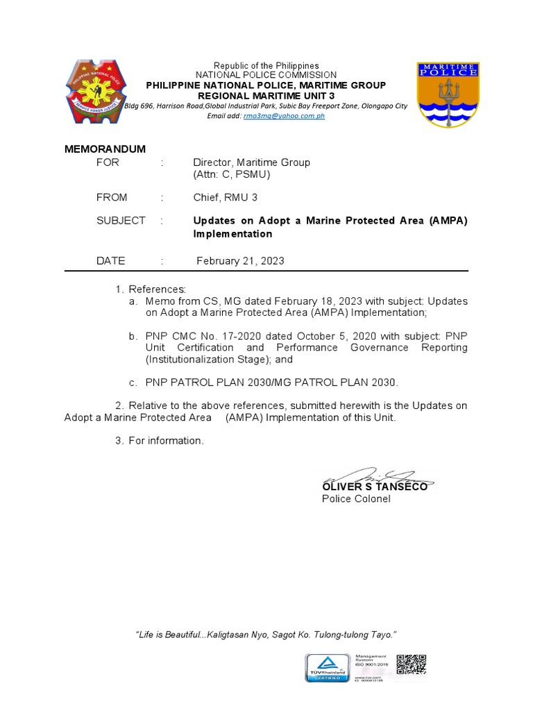 AMPA Implementation Updates - PNP Maritime | PDF | Environmental ...