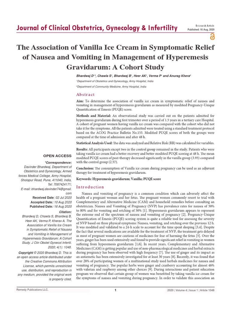 The Association of Vanilla Ice Cream in Symptomatic Relief of 6285