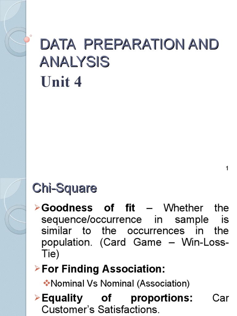 Data Preparation And Analysis 3 Pdf Chi Squared Test Statistical