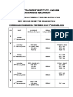 2021-2022 2nd Sem PGDE Exams Time-Table PDF