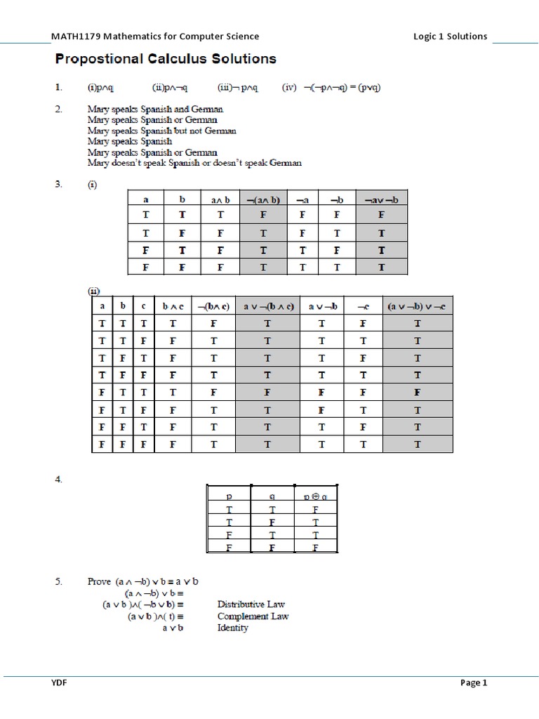 Logic Solutions for Computer Science | PDF | Teaching Methods ...