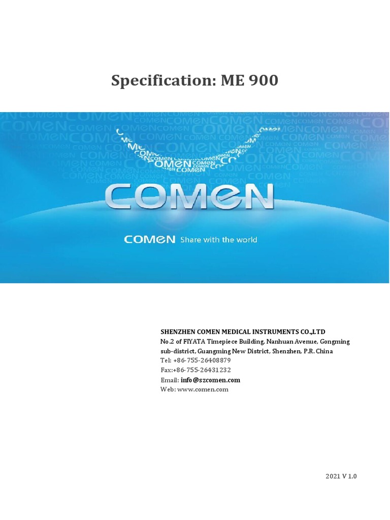 Comen ME 900 Infusion Pump Specs | PDF | Intravenous Therapy | Pump