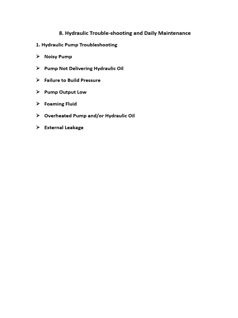 Hydraulic Pump Troubleshooting Guide | PDF | Pump | Leak