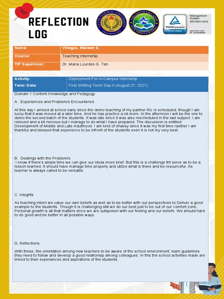 Week 3 REFLECTION-LOG-3 - E-PORTFOLIO | PDF | Learning | Teachers