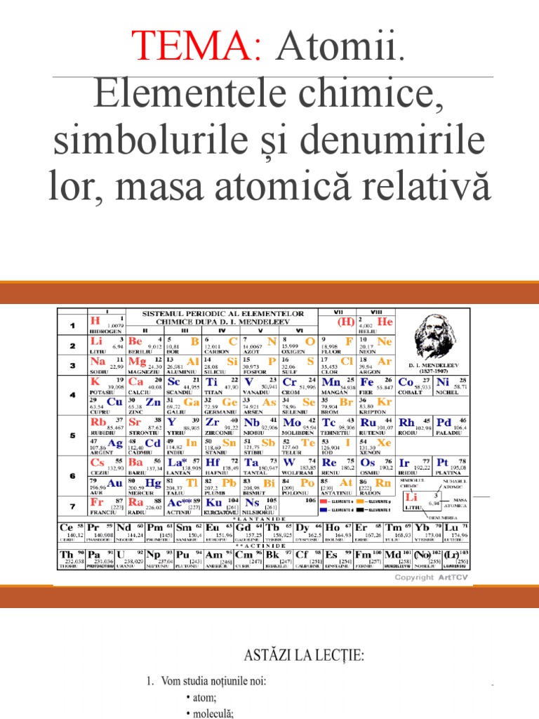 Atomii. Elementele Chimice, Simbolurile - Odp | PDF