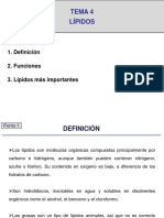 Tema 4 Lípidos: 1. Definición 2. Funciones 3. Lípidos Más Importantes