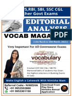 WEEKLY EDITORIAL VOCABULARY MAGAZINE BY NIMISHA MAM 13th March To