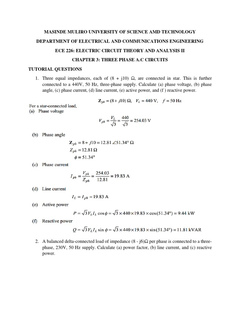 Three-Phase AC Circuit Calculations | PDF | Electrical Impedance | Ac Power