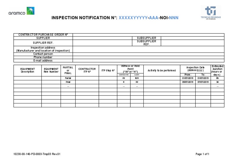 Equipment Inspection Schedule | PDF