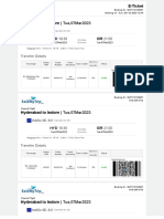 E-Ticket booking details for Hyderabad to Indore flight