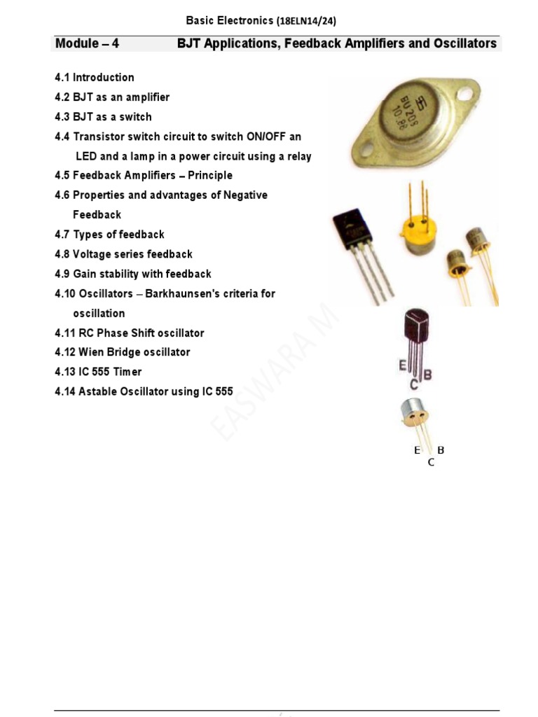 VTU Notes Basic Electronics PDF Bipolar Junction Transistor