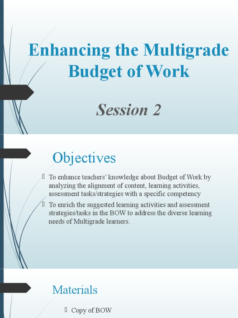 Enhancing the multigrade budget of work pdf