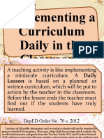 Implementing A Curriculum Daily in The Classrooms