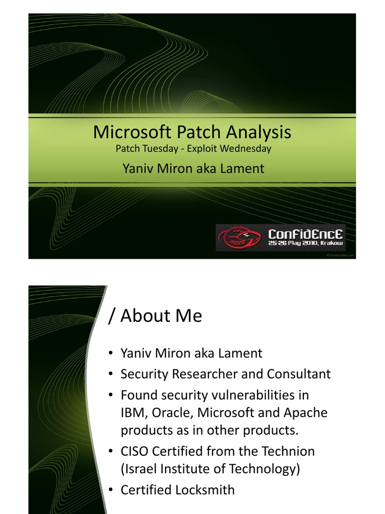 Microsoft Patch Analysis Microsoft Patch Analysis: Yaniv Miron Aka ...