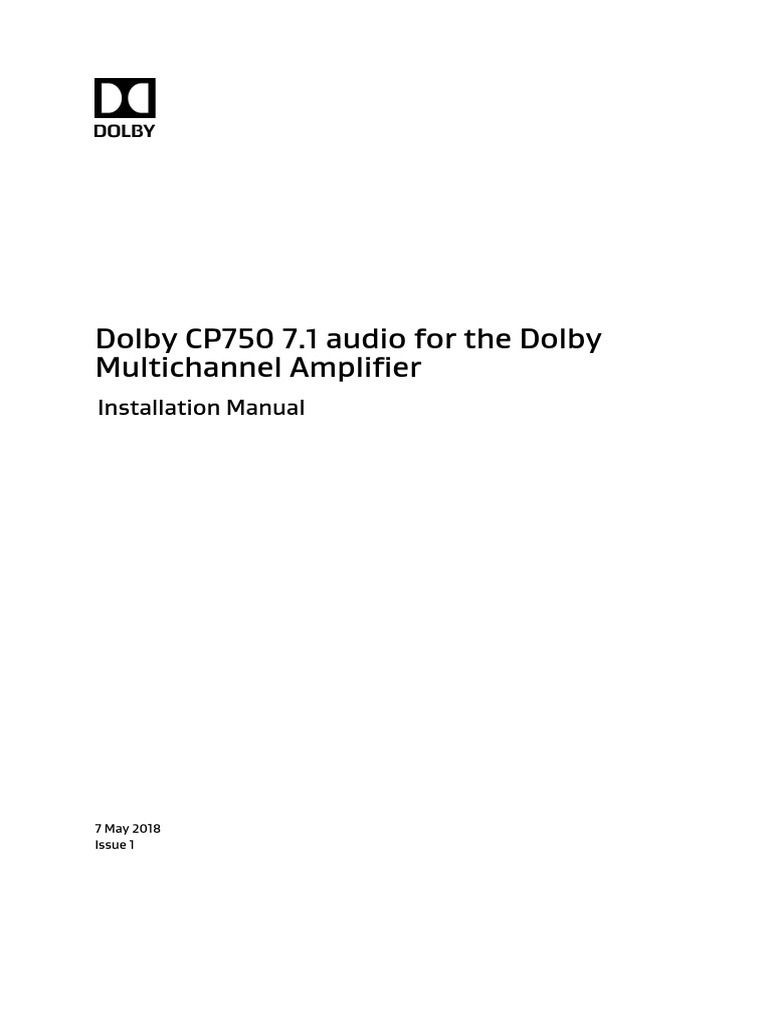 Dolby CP750 Audio For Dolby Multichannel Amplifier Manual PDF