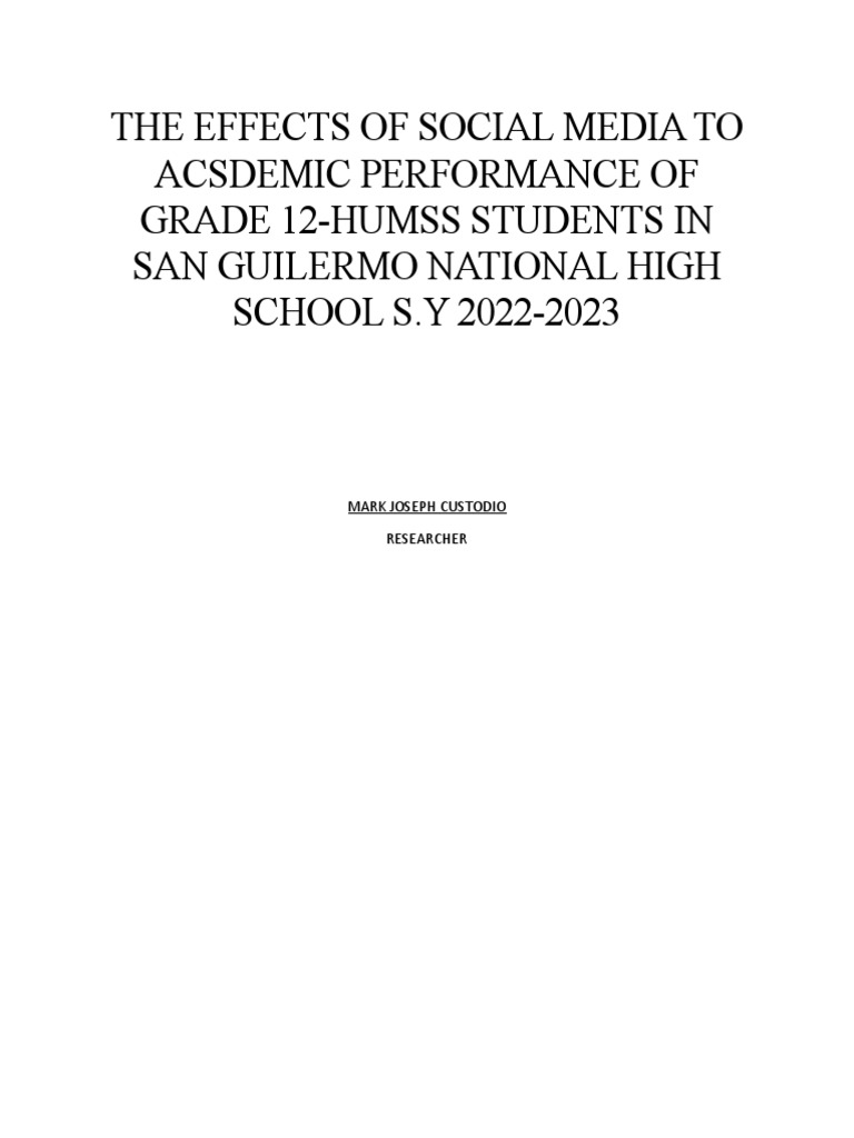 Social Media's Impact on Grade 12 HUMSS Performance | PDF | Social ...