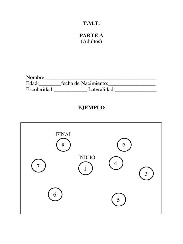 Prueba TMT para Niños y Adultos | PDF