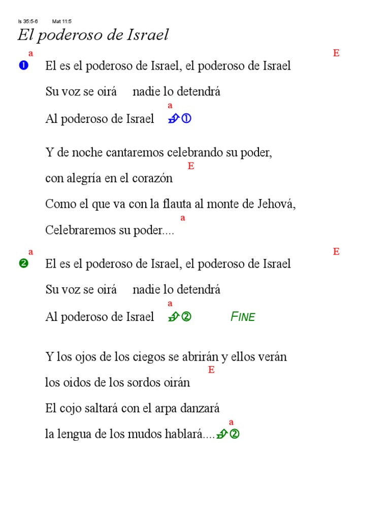 Acordes y letra: El Poderoso de Israel | PDF