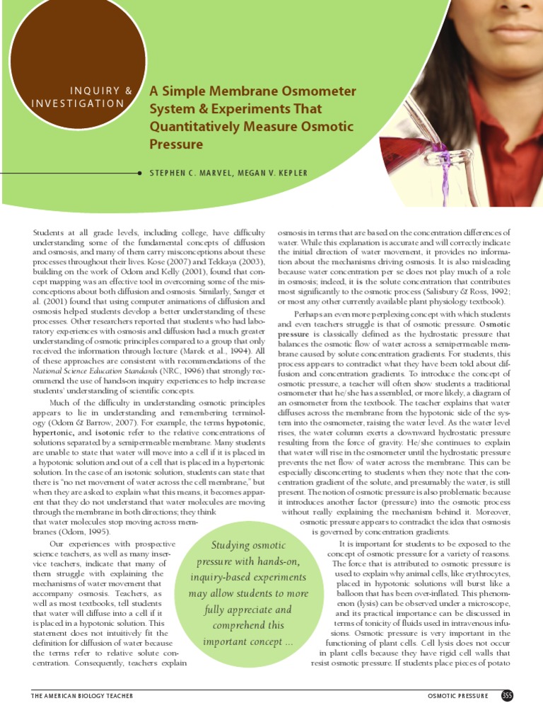 A Simple Membrane Osmometer System & Experiments That Quantitatively