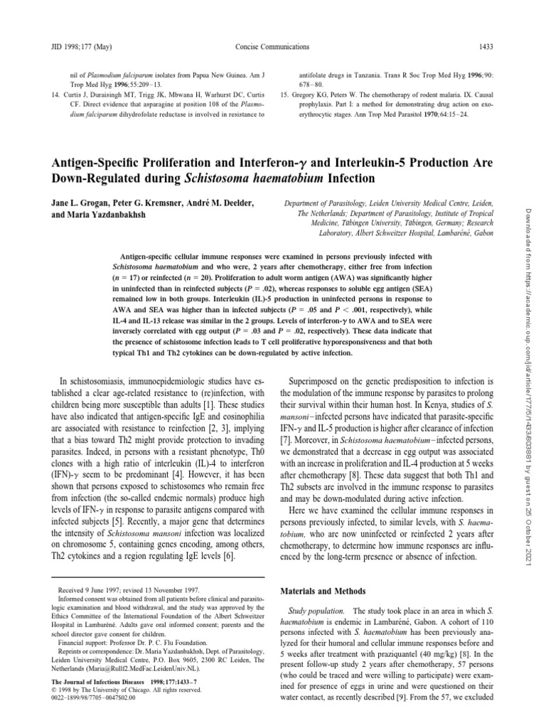 AntigenSpecific Proliferation and Interferonγ and Interleukin5