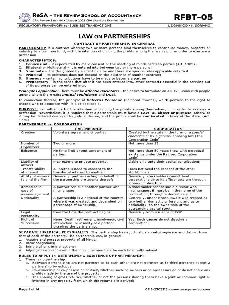 Overview of Partnership Types and Rules | PDF | Liquidation | Partnership