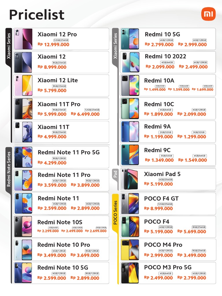 Pricelist Harga | PDF | Xiaomi | Smart Devices