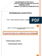 Determinação quantitativa de composto por padronização externa e interna