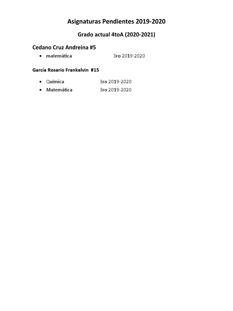 Asignaturas pendientes 2019 2020 part 2 pdf