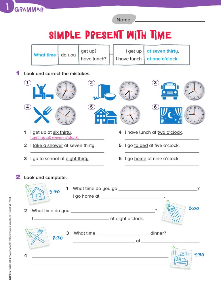 Go Int 3 Unit 1 Grammar Worksheet 1 | PDF