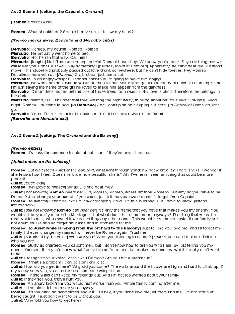 Romeo and Juliet Act 2 Summary | PDF | Romeo And Juliet | Characters In ...
