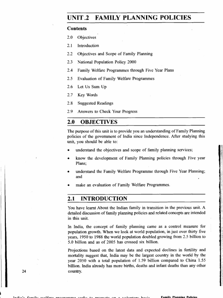 Family Planning Policies and Programmes in India An Analysis of