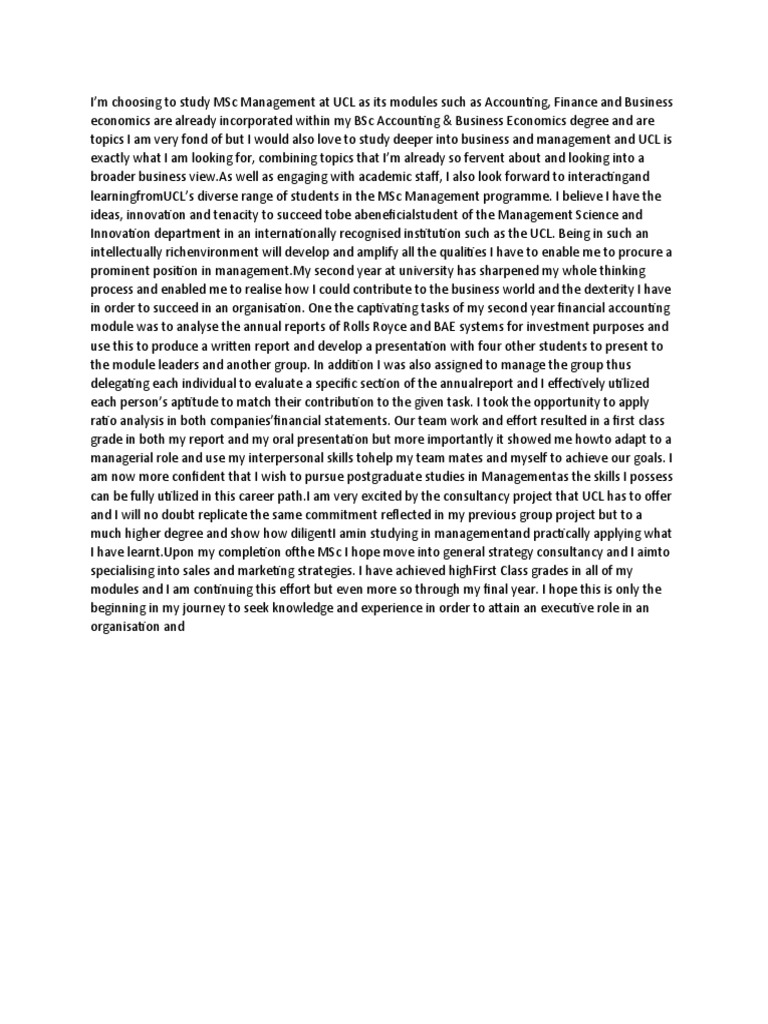 Pursuing MSc Management at UCL | PDF | Career & Growth | Business