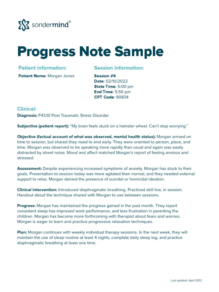 PTSD Therapy Progress Notes | PDF | Psychological Trauma | Mental Disorder