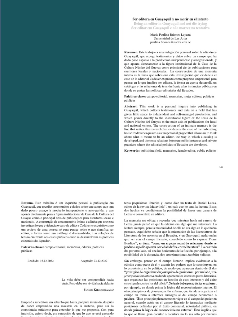 Ser Editora en Guayaquil y No Morir en El Intento | PDF
