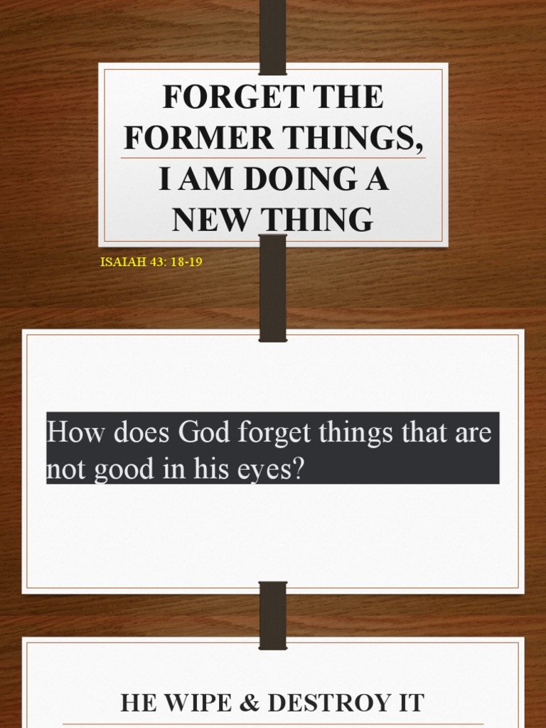 Forget The Former Things | PDF