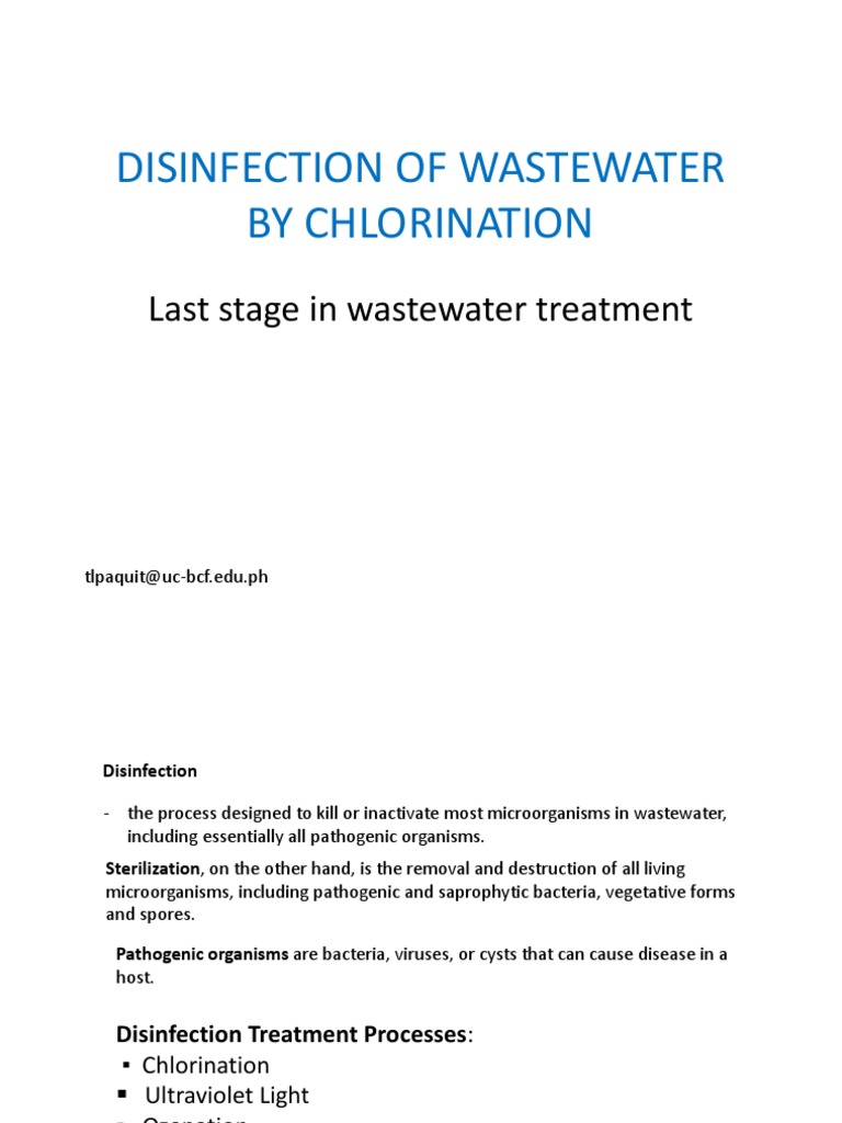 Chlorination PDF Disinfectant Sewage Treatment