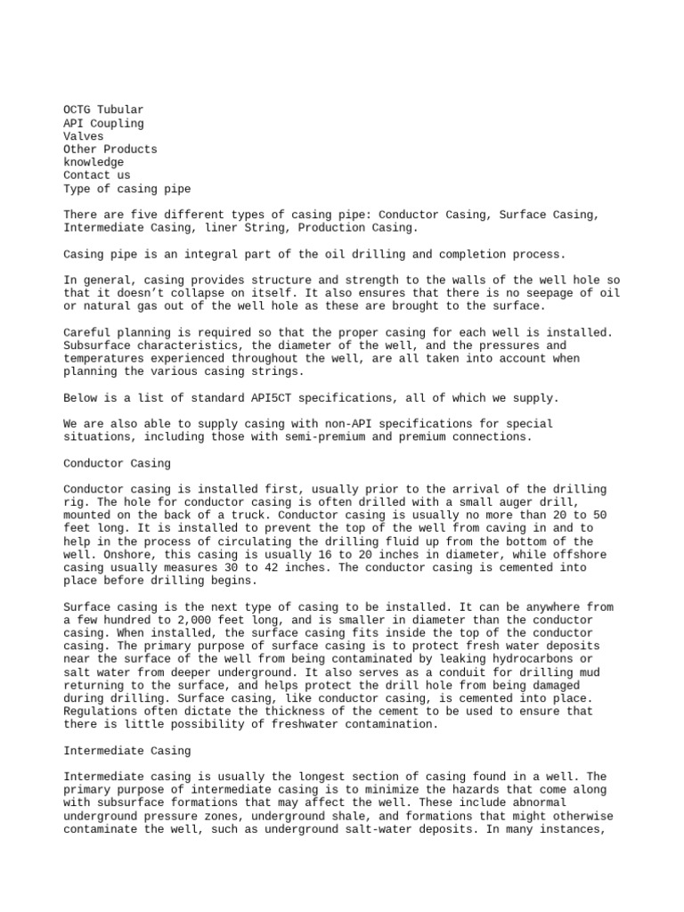 About Drill Casing | Download Free PDF | Casing (Borehole) | Oil Well