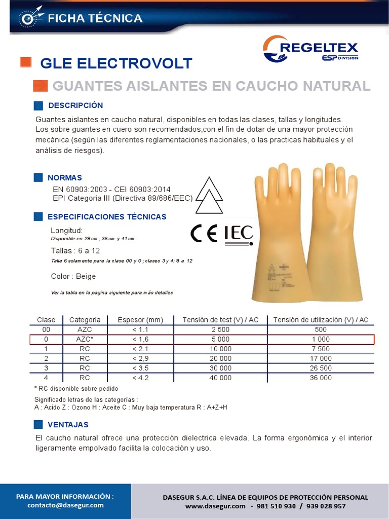 Ficha-Tecnica-Guantes-Dielectrico-Clase 0-1000 Voltios-Regeltex-Dasegur ...