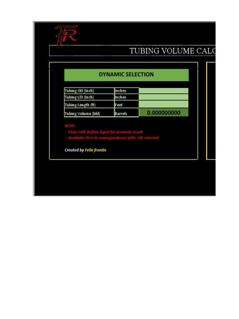 All Tubing Volume Calculator PDF